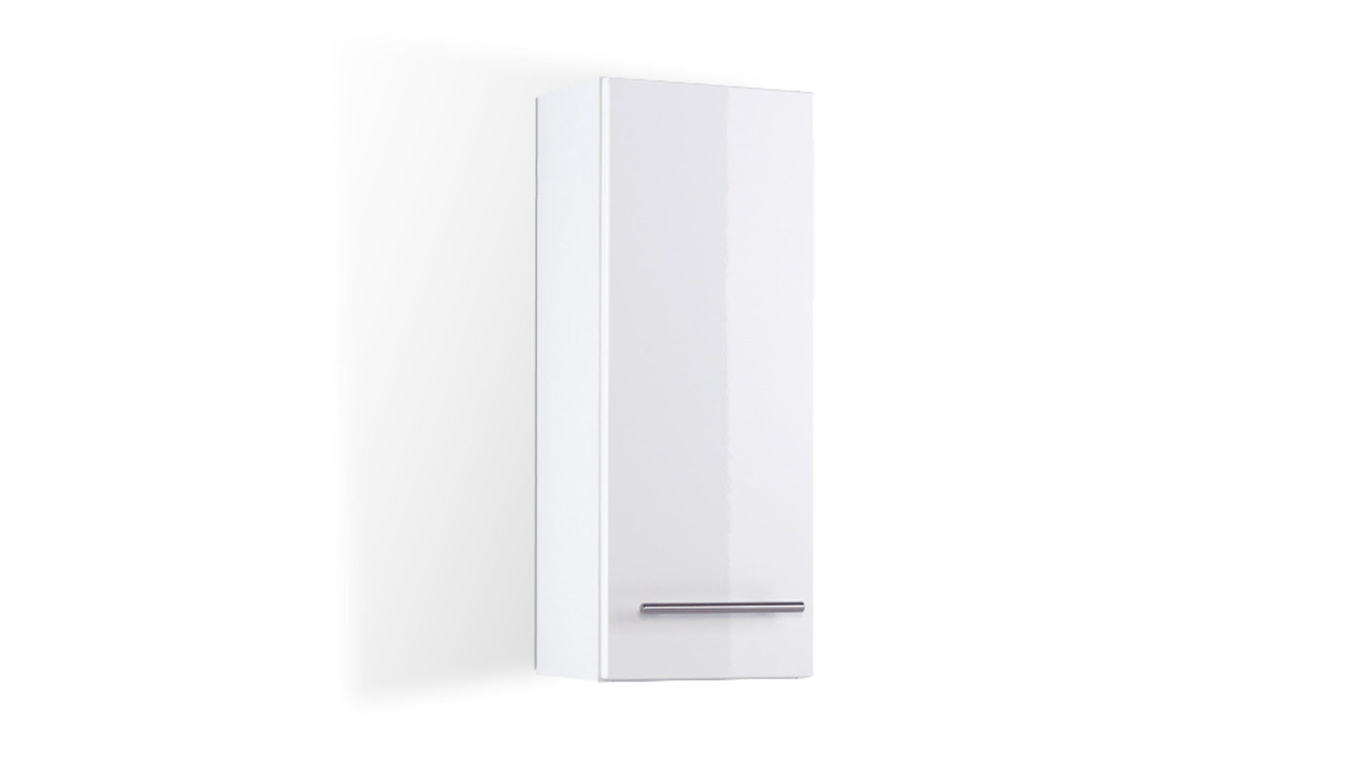 Bad-Hängeschrank Parma für Ihr Badezimmer, weiße Hochglanz- & weiße Melaminoberflächen – Breite ca. 25 cm, eine Tür Bad-Hängeschrank Parma für Ihr Badezimmer, weiße Hochglanz- & weiße Melaminoberflächen – Breite ca. 25 cm, eine Tür