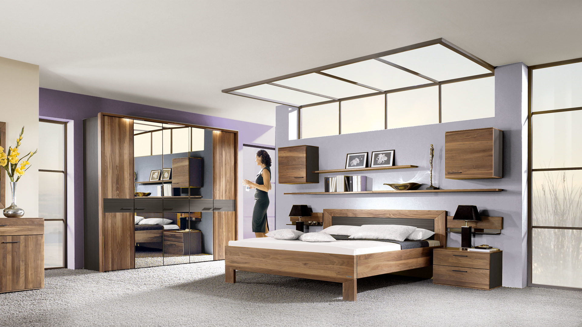 THIELEMEYER Schlafzimmer mit Massivholzmöbeln, Nussbaum - vierteilig ... THIELEMEYER Schlafzimmer mit Massivholzmöbeln, Nussbaum - vierteilig ...
