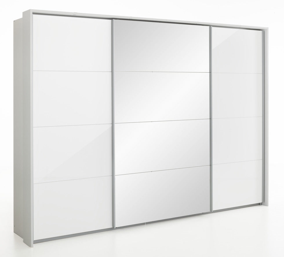rauch PACKS Schwebetürenschrank - Schlafzimmerschrank, alpinweiße Kunststoffoberflächen & Hochglanzfronten – drei Türen, B rauch PACKS Schwebetürenschrank - Schlafzimmerschrank, alpinweiße Kunststoffoberflächen & Hochglanzfronten – drei Türen, B