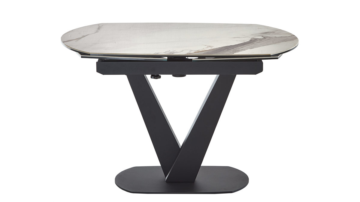 Auszugtisch Akante aus Keramik in Weiß AKANTE Esstisch Serie Bellagio - Auszugtisch weiße Marmoroptik & Schwarz - ca. 160 - 240 x 100 cm