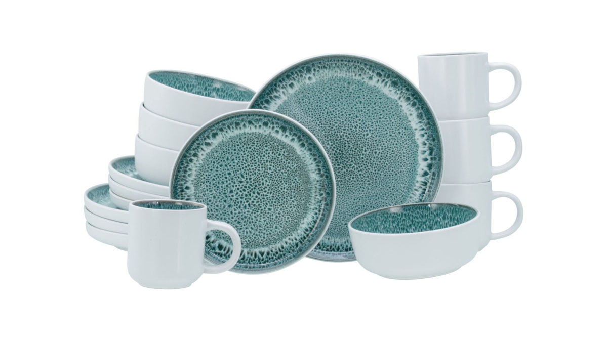 Kombiservice Creatable aus Steinzeug in Hellblau CREATABLE Kombiservice Nordic Fjord eisblaues Steingut – 16-teilig