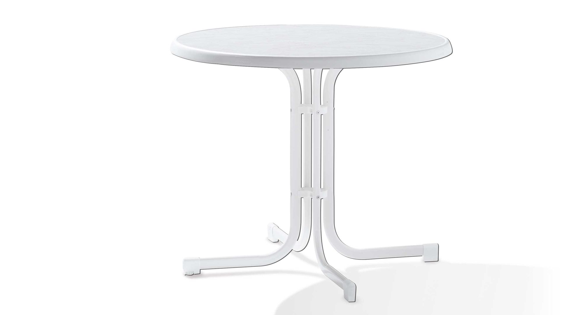 Gartentisch Sieger in Weiß Sieger Klapptisch Gartentisch Tischplatte Mecalit D.: 86 cm Gestell Stahlrohr, Tischplatte Mecalit Weiss