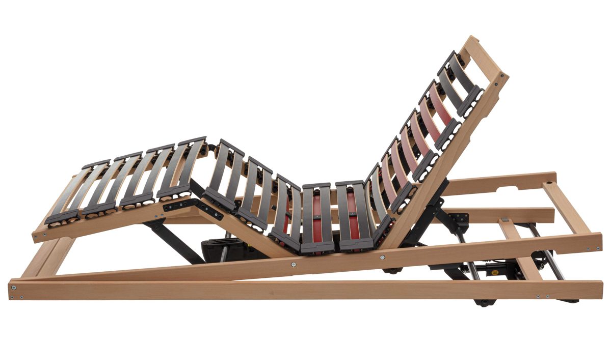 Lattenrost Interliving aus Holz in Holzfarben Interliving Lattenrost Serie 1952 mit Refluxfunktion und Funksteuerung dreifach motorisch mit Funk – Liegefläche ca. 120 x 200 cm