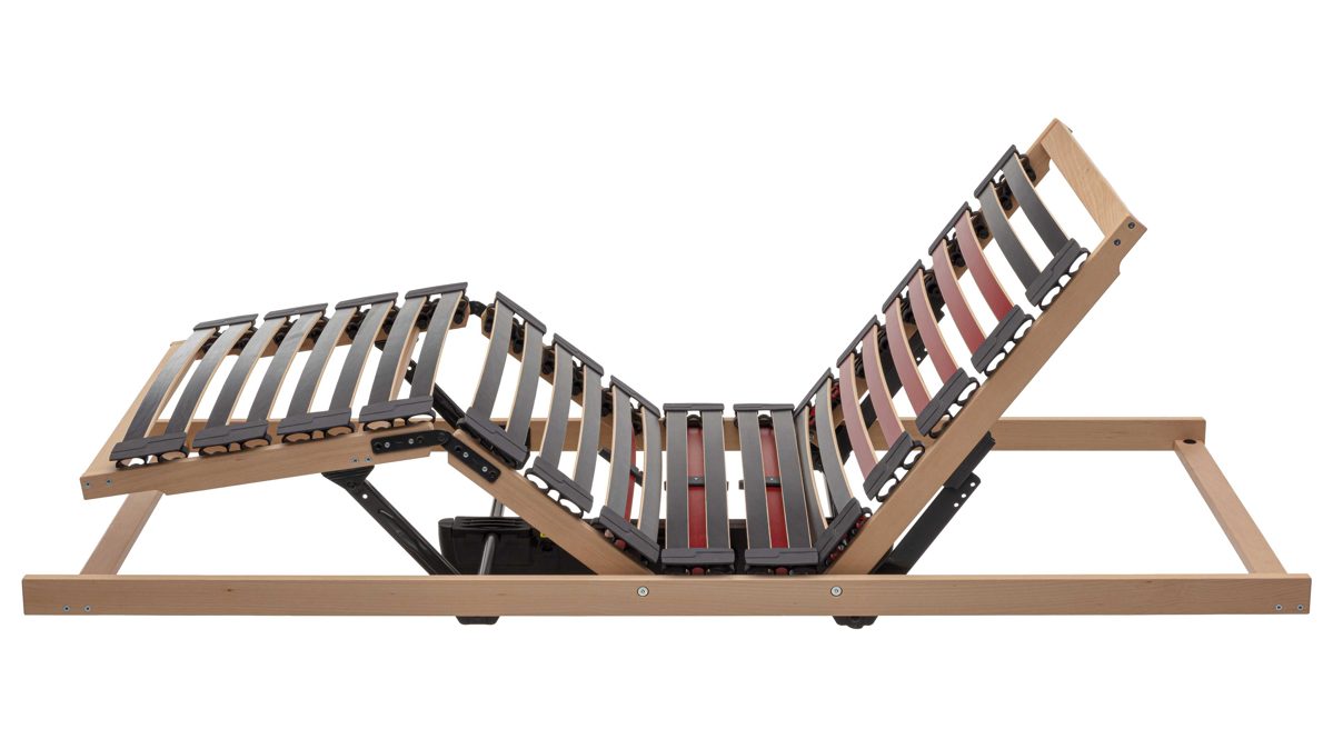 Lattenrost Interliving aus Holz in Holzfarben Interliving Lattenrost Serie 1952 - V6282 zweifach motorisch mit Handschalter – Liegefläche ca. 90 x 190 cm