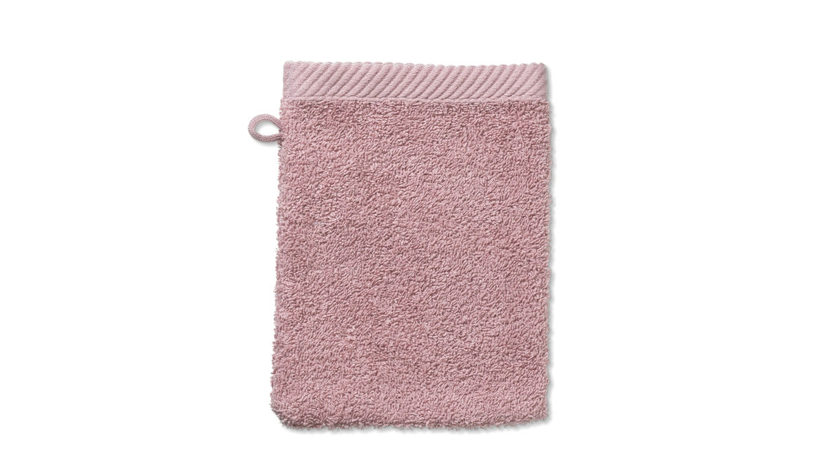Waschlappen Kela | keck & lang aus Naturfaser in Rosa Handtuchserie Ladessa - Waschhandschuh altrosa Baumwolle - ca. 15 x 21 cm