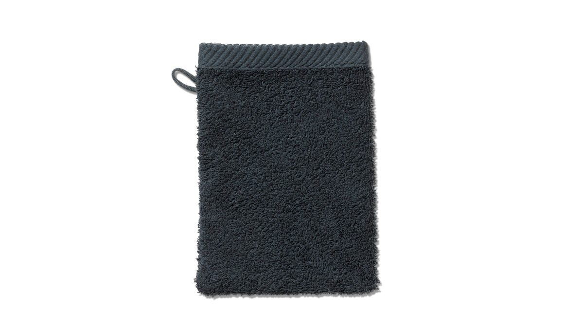 Waschlappen Kela | keck & lang aus Naturfaser in Dunkelgrau Handtuchserie Ladessa - Waschhandschuh granitgraue Baumwolle - ca. 15 x 21 cm