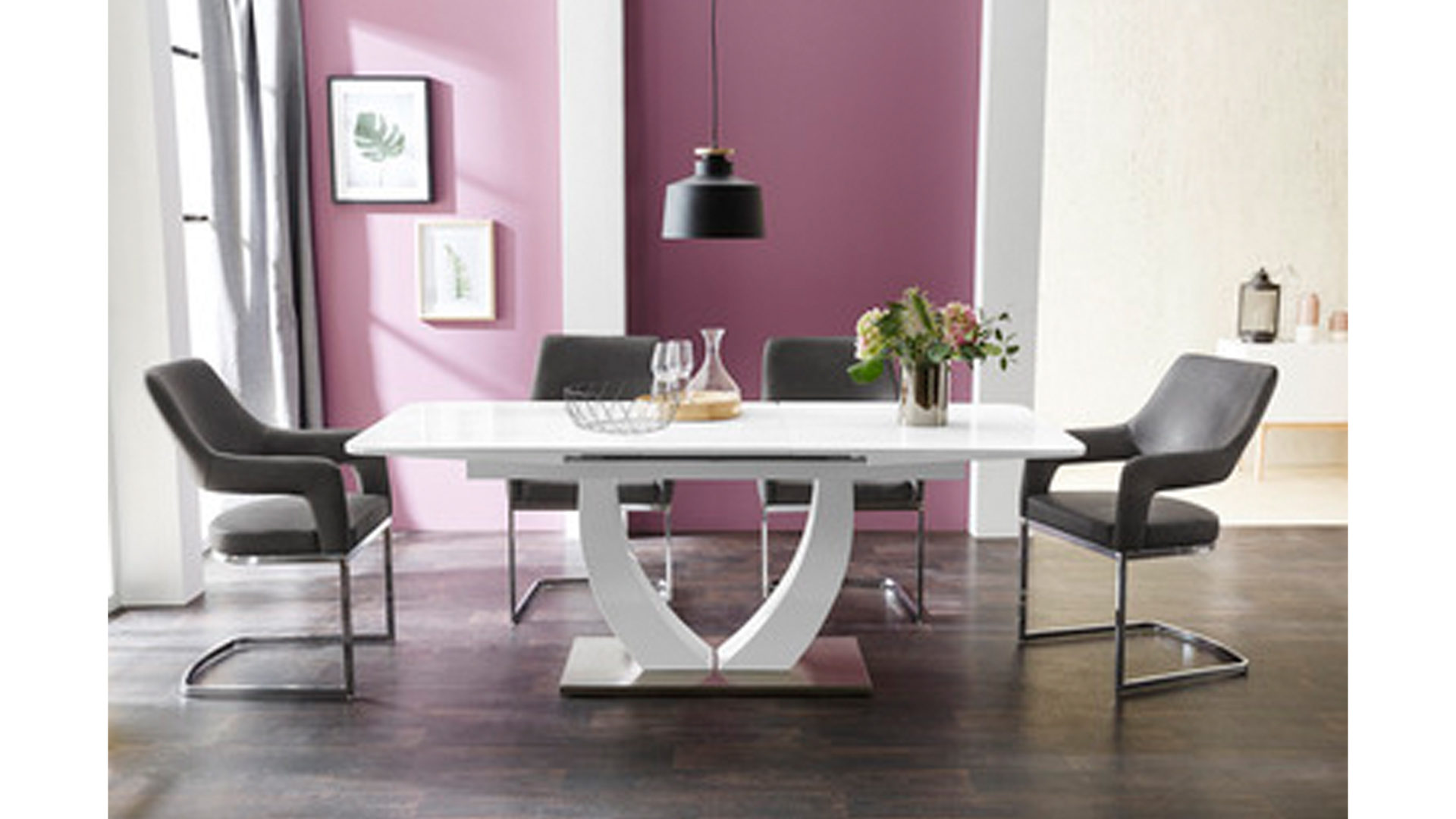 Ausziehtisch Bzw Esstisch Weissglas Weisse Hochglanzoberflachen Edelstahl Bad Homburg Bei Frankfurt