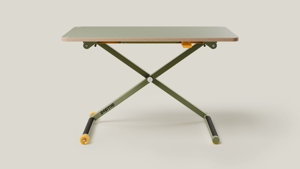 Schreibtisch Poptop aus Holz Kunstharz Metall in Grün poptop höhenverstellbarer Schreibtisch - Kinderschreibtisch Platte + Gestell grün - höhenverstellbar 43 - 86 cm, Breite ca. 115 cm