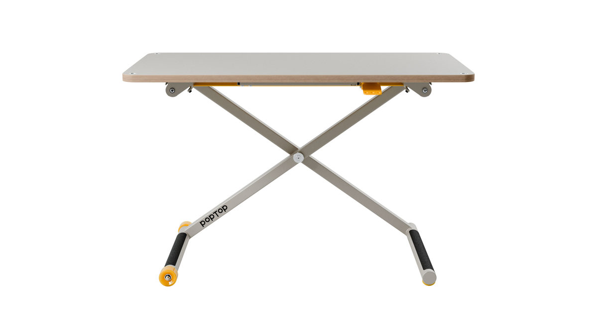 Schreibtisch Poptop aus Holz Kunstharz Metall in Grau poptop höhenverstellbarer Schreibtisch - Kinderschreibtisch Platte + Gestell grau - höhenverstellbar 43 - 86 cm, Breite ca. 115 cm