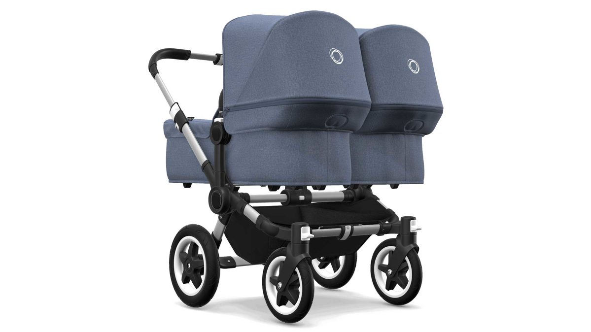 Babyzimmer Bugaboo in Blau Schwarz Silberfarben Bugaboo Donkey 2 Twin Alu-Schwarz BLAU MELIERT komplett 180110ZW14, 180117BM01, 180311BM01, 180119BM01, 180112ZW04,180118BM01, 180116BM01