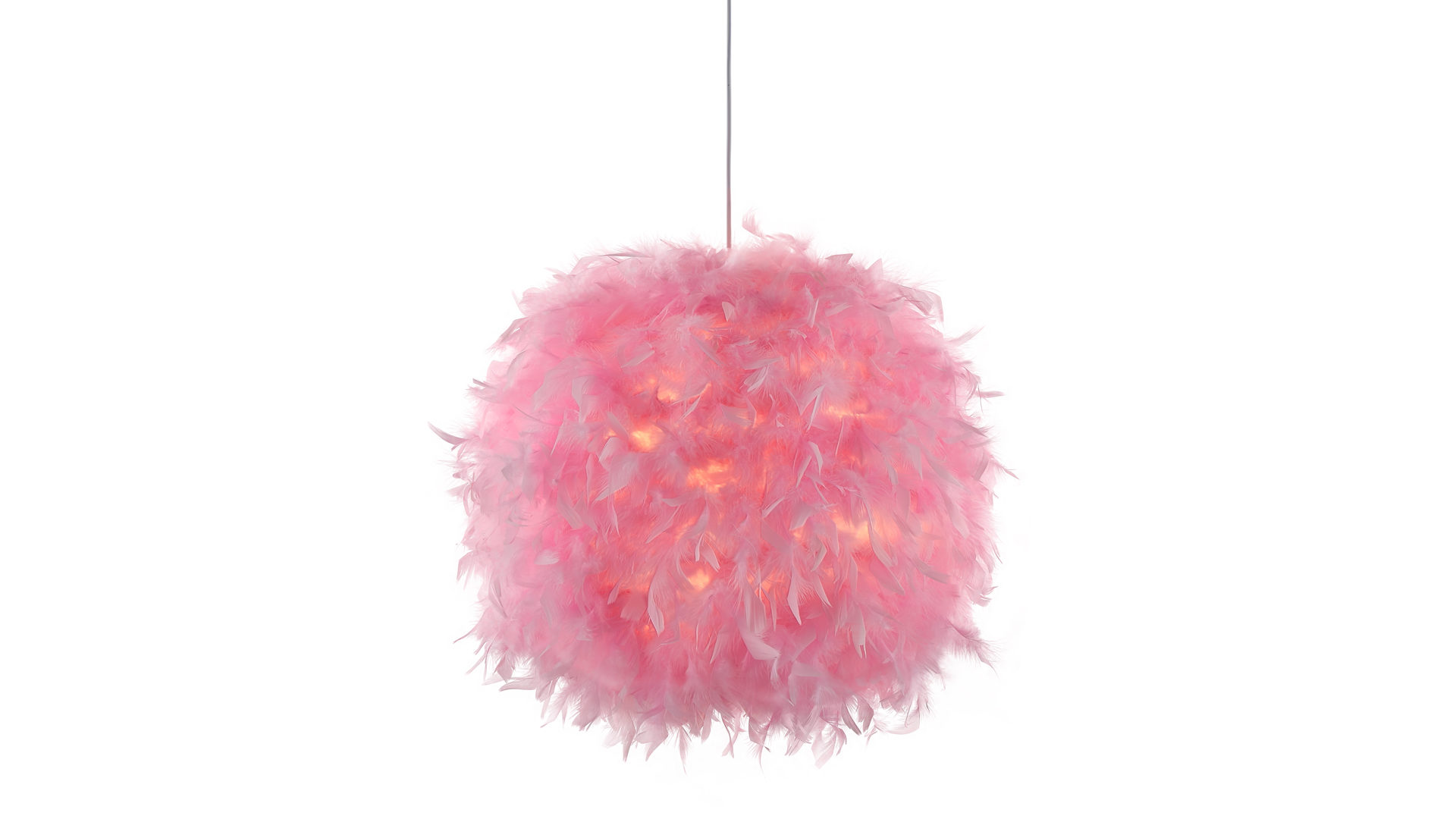 Pendelleuchte Art home - nino leuchten aus Federn + Daunen in Pink Nino Pendelleuchte Ducky Stoffkugel mit pinkfarbenen Federn – Durchmesser ca. 40 cm