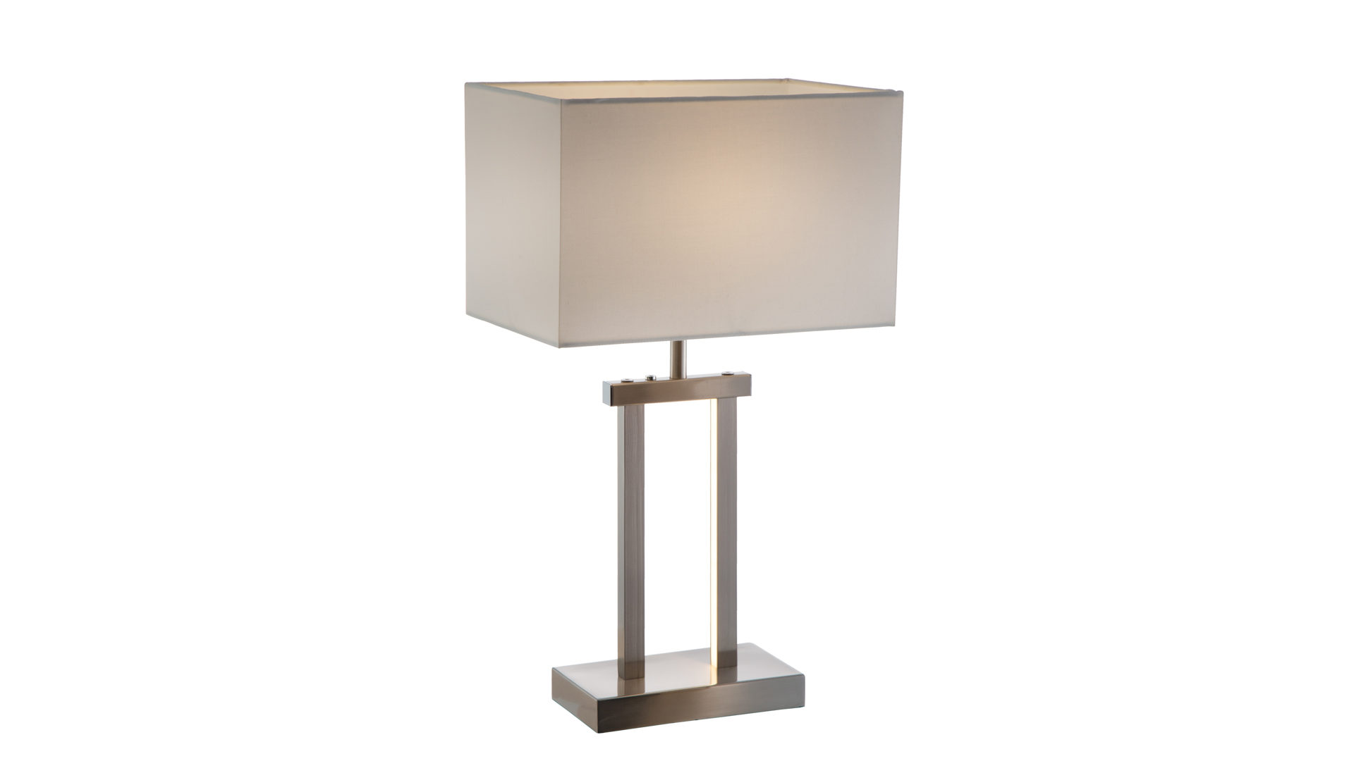 Tischleuchte Nowa (nino) aus Metall Stoff in Beige LED-Tischleuchte Sydney Nickel matt & cremefarben – Höhe ca. 54 cm