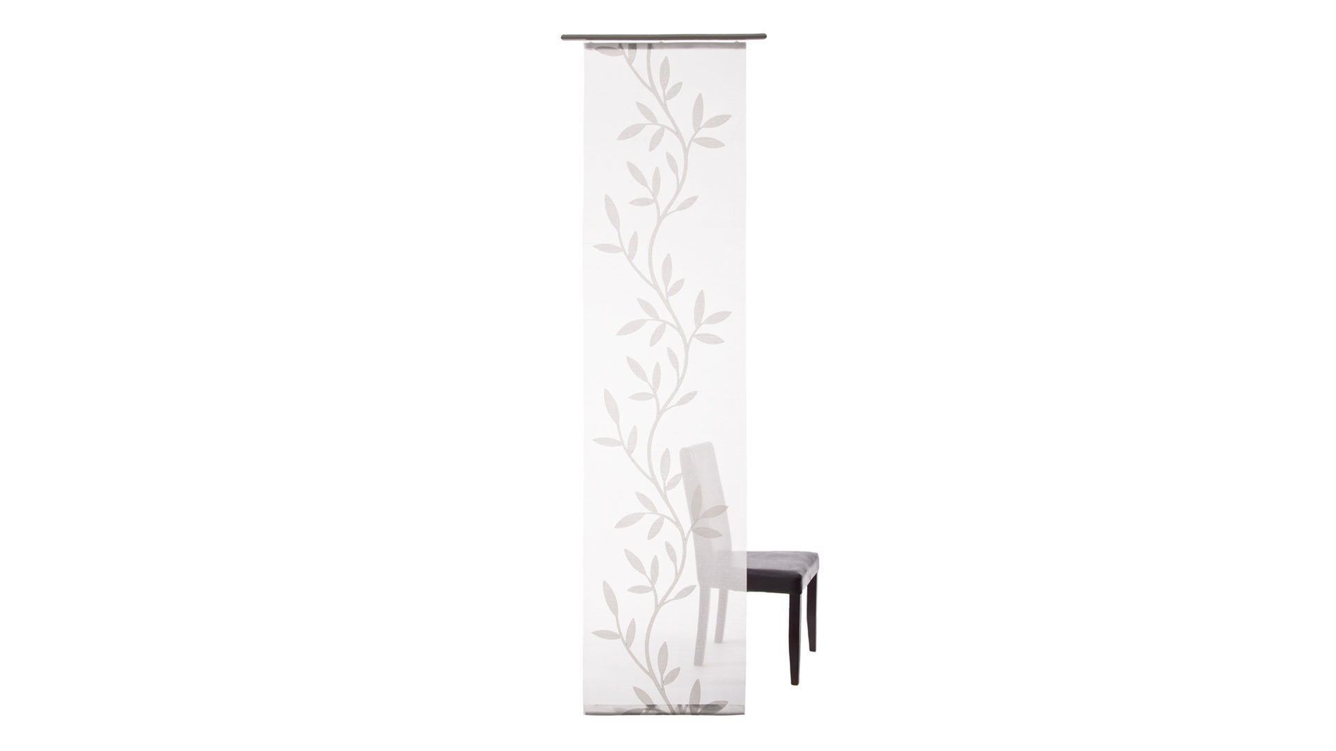 Flächenvorhang Indes fuggerhaus aus Stoff in Grau HOMING Flächenvorhang Olivia graue Ranken – ca. 60 x 245 cm