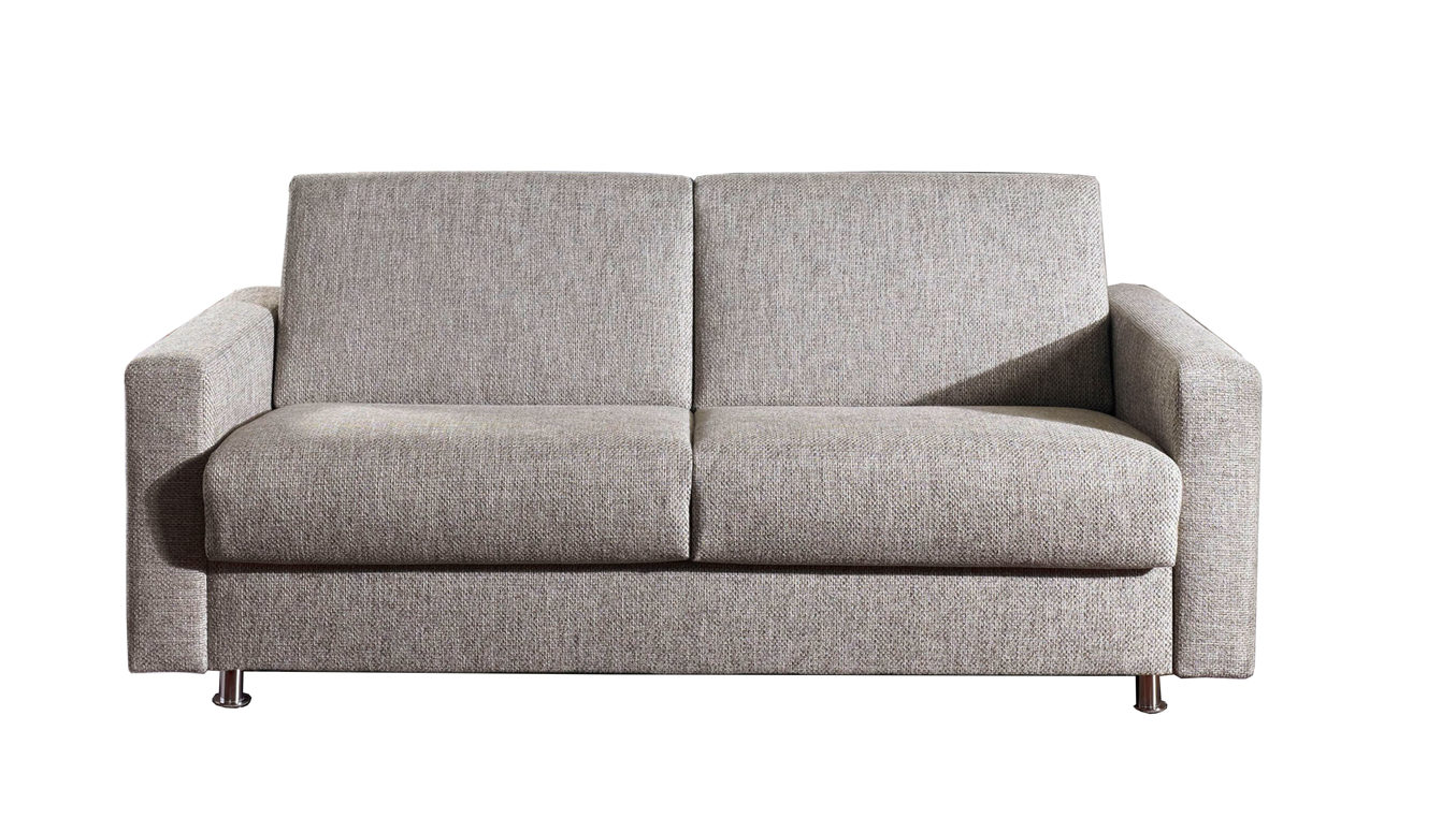 Schlafsofa Bali aus Stoff in Grau Messina Funktionssofa - Schlafcouch grauer Chenillebezug 8-6002 & Chromfüße 84 - Breite ca. 227 cm