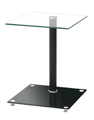 Beistelltisch Haku aus Glas in Schwarz Beistelltisch als praktisches Kleinmöbel Glasplatten & Edelstahl – ca. 40 x 40 cm