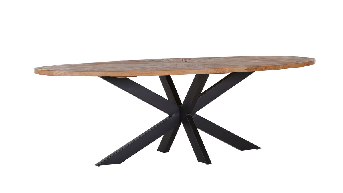 Esstisch Gutmann factory® aus Holz in Holzfarben Esstisch Attenzione Ulme & schwarzes Spider-Metallgestell - ca. 254 x 135 cm