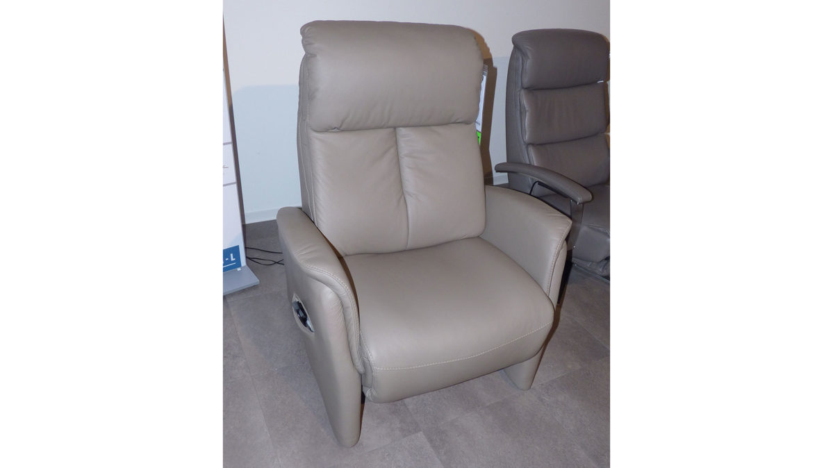 Relaxsessel comfortmaster besser sitzen, liegen, leben aus Leder in Hellgrau HUKLA HU1157 - Relaxsessel, Sessel 3-motorig LongLife-Leder Vivre stone - Ergonomie XL - Sitz F3 fest