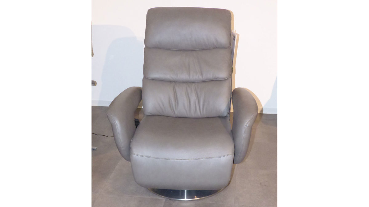 Relaxsessel comfortmaster besser sitzen, liegen, leben aus Leder in Grau HUKLA HU1060 – Relaxsessel, Sessel 3-motorig steingraues LongLife-Leder Vivre & Drehteller