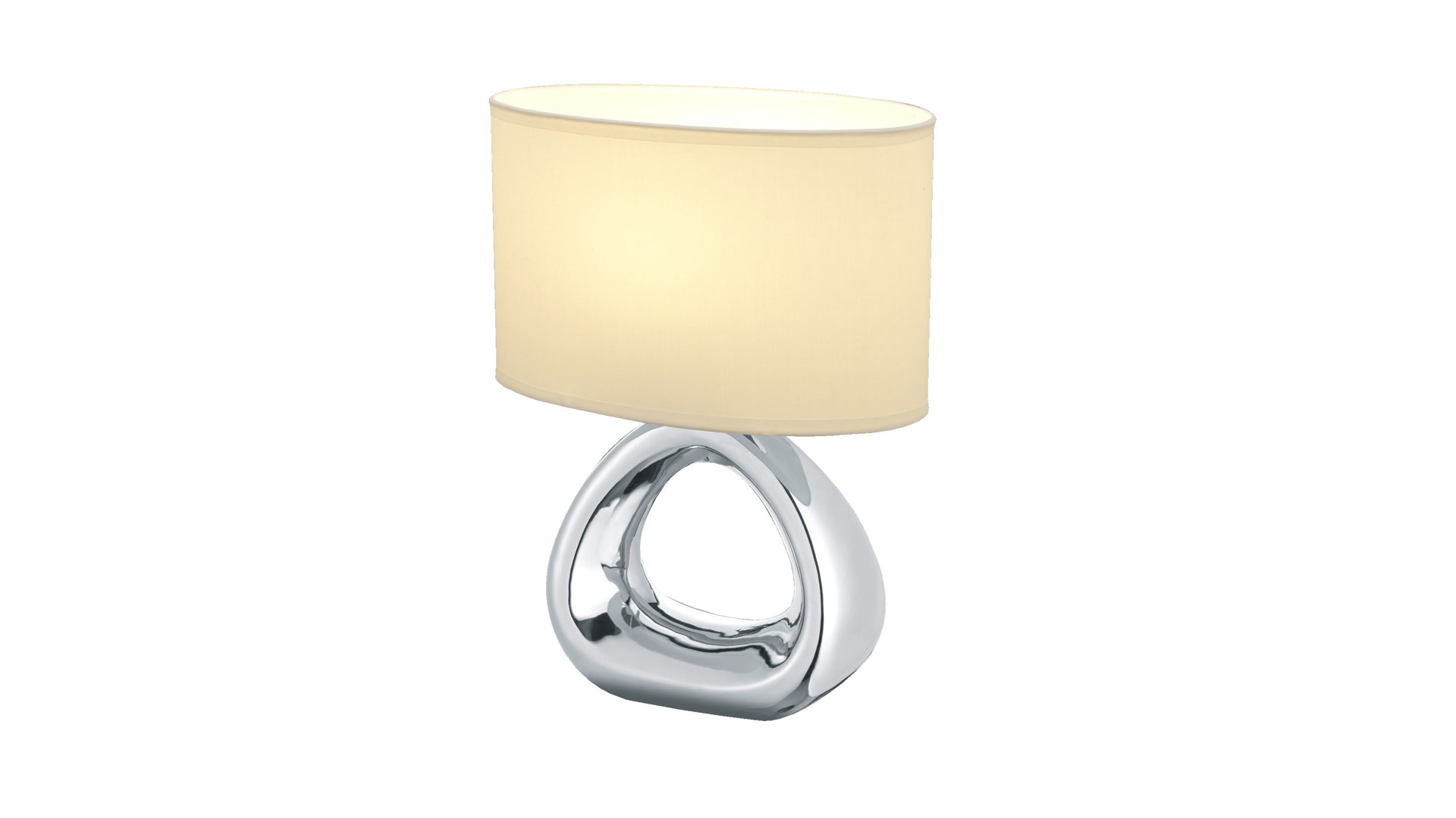 Tischleuchte Reality leuchten aus Keramik in Metallfarben Tischleuchte - Tischlampe Silber & Weiß – Höhe ca. 35 cm