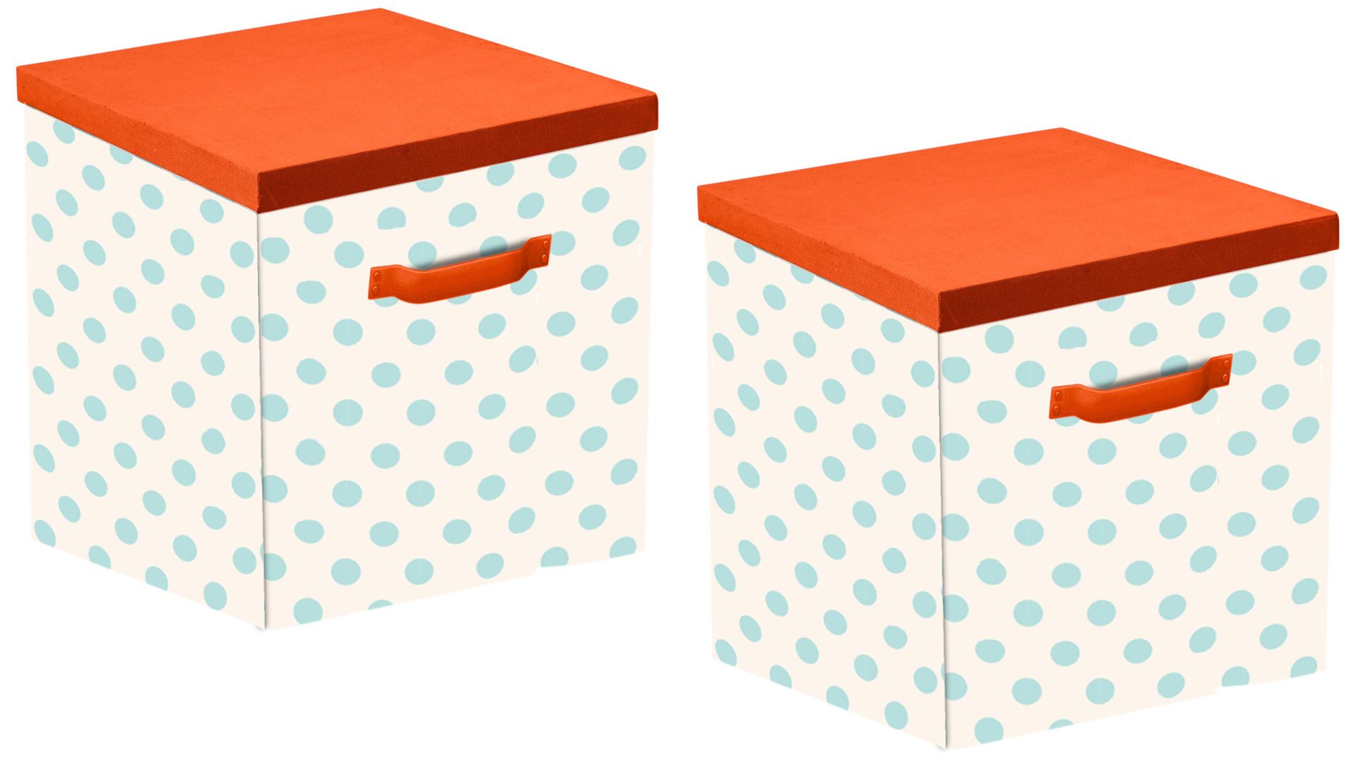 Aufbewahrungsbox Flexa aus Holz in Orange FLEXA Aufbewahrungboxen-Set Forest oranger & weißer Baumwollbezug – ca. 31 x 31 cm