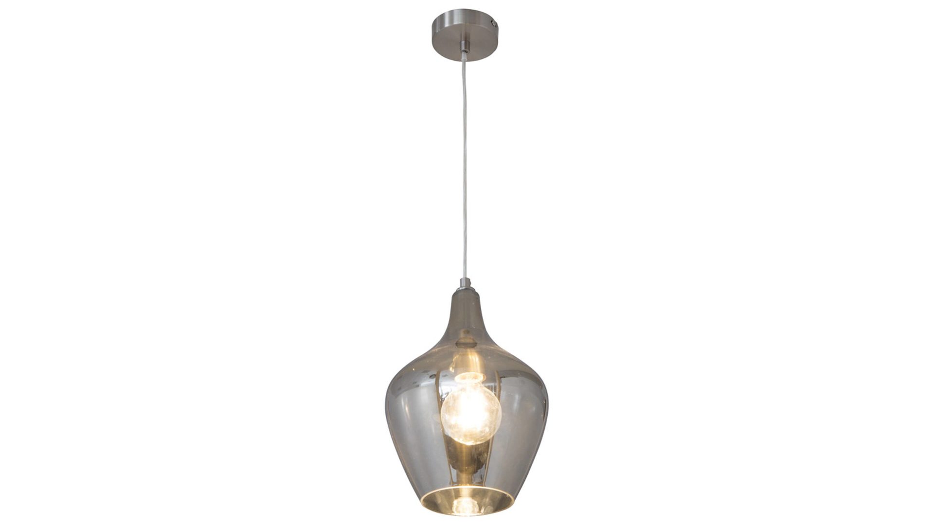 Pendelleuchte Art home - nino leuchten aus Glas in Grau Nino Hängeleuchte Paso rauchfarbenes Glas & Nickel - Durchmesser ca. 22 cm
