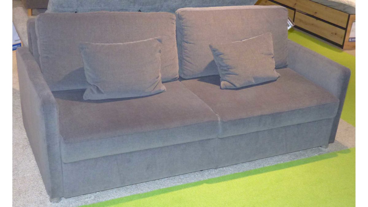 Einzelsofa Poco | steinpol aus Stoff in Grau Chrom POCO Polstersofa Westpoint 180 x 95 cm, Sofa mit Bettkasten Bezug 20547 Phoenix grau & chromfarbene Metallüße