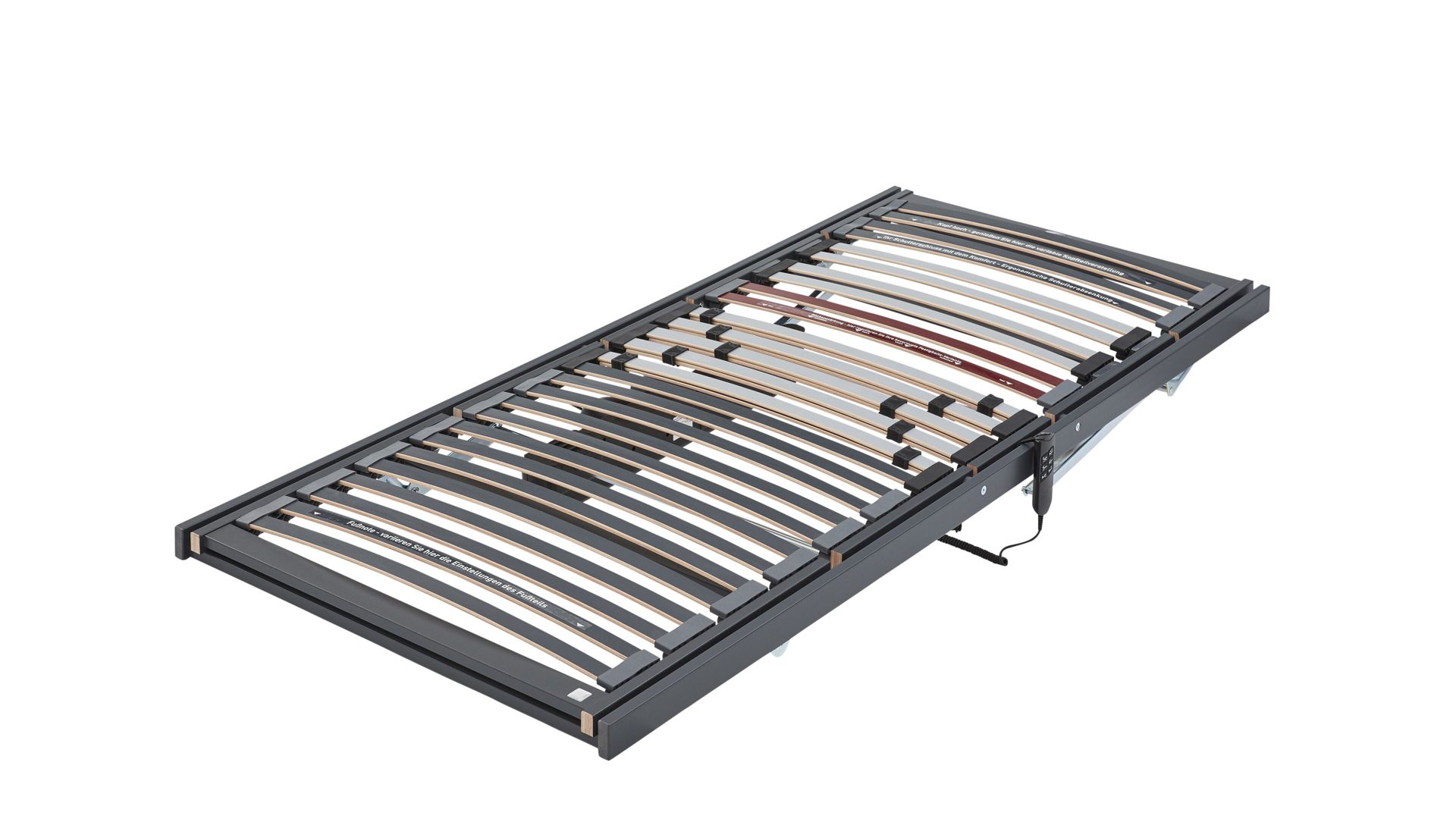 Lattenrost Interliving aus Holz in Grau Interliving Lattenrost Serie 1941 mit Motorfunktionen motorische Rücken- & Fußteilverstellung – Liegefläche ca. 80 x 190 cm