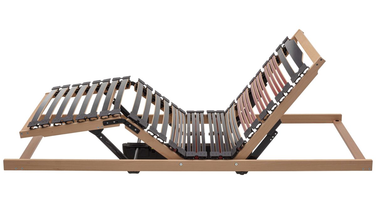 Lattenrost Interliving aus Holz in Holzfarben Interliving Lattenrost Serie 1953 - V6382 zweifach motorisch mit Handschalter – Liegefläche ca. 100 x 200 cm