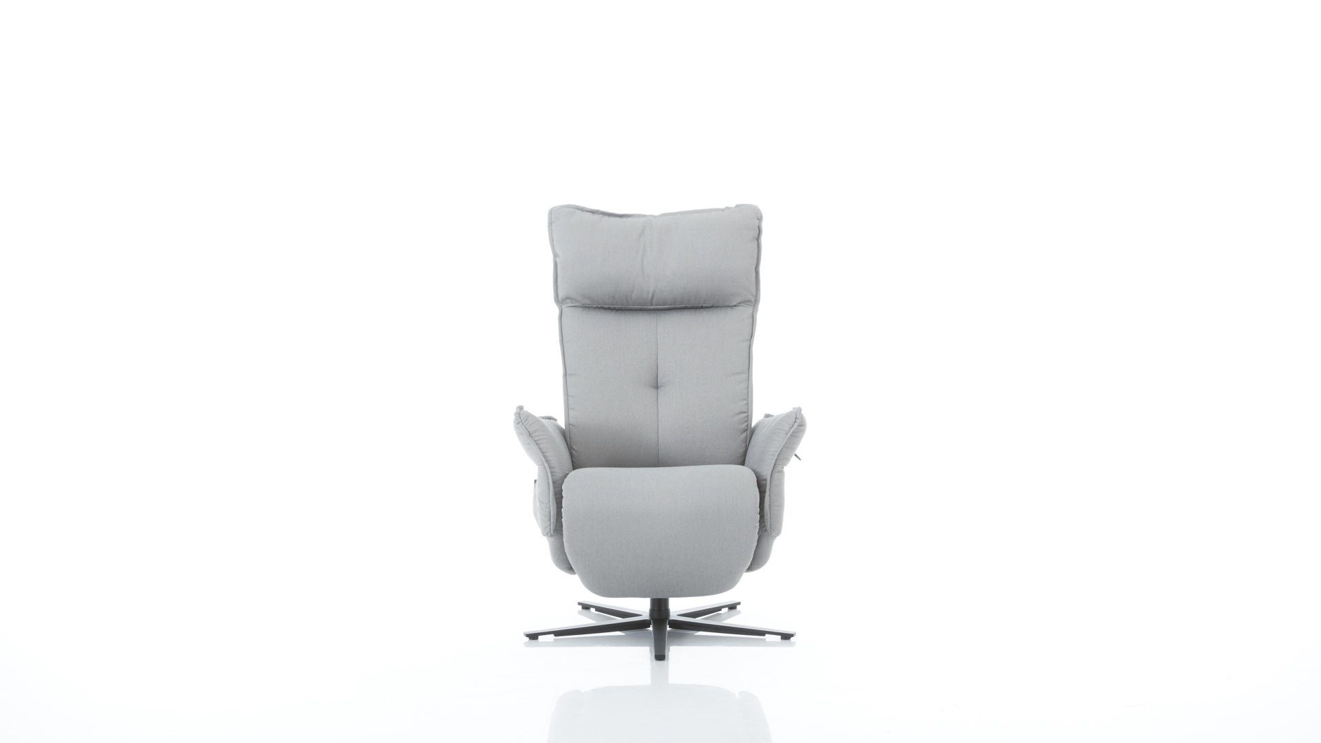 Relaxsessel Himolla | il aus Stoff in Grau Interliving Sessel Serie 4500 – Easy-Swing-Sessel hellgrauer Bezug Q2 Struktur Coast & edelstahlfarbener Sternfuß