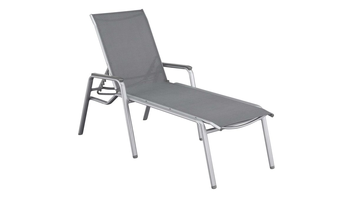 Gartenliege Kettler aus Aluminium Kunstfaser in Silber Anthrazit KETTLER Liege CIRRUS Silver Line - Stapelliege TEXTILENE® & Aluminium, silber & anthrazit-grau