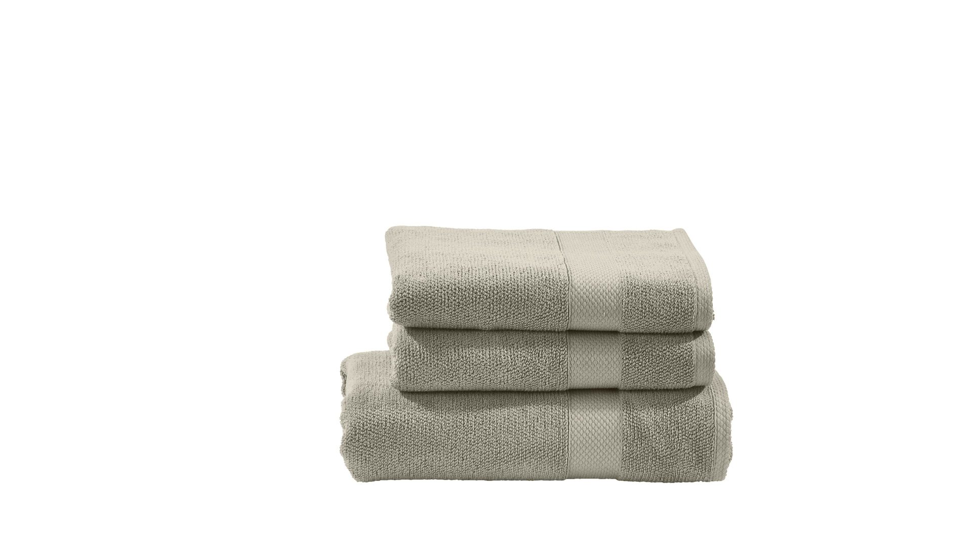 Handtuch-Set Done® be different aus Stoff in Beige DONE® Handtuch-Set Deluxe für Ihre Heimtextilien taupefarbene Baumwolle  – dreiteilig