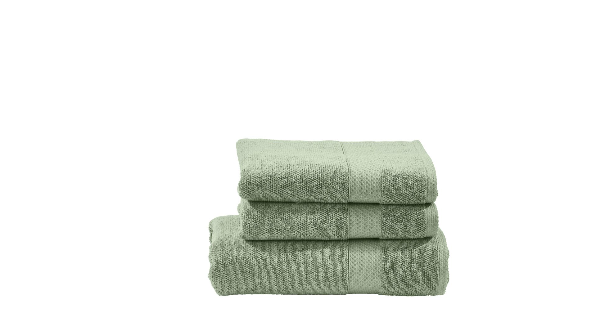 Handtuch-Set Done® be different aus Stoff in Grün DONE® Handtuch-Set Deluxe für Ihre Heimtextilien eisbergfarbene Baumwolle  – dreiteilig