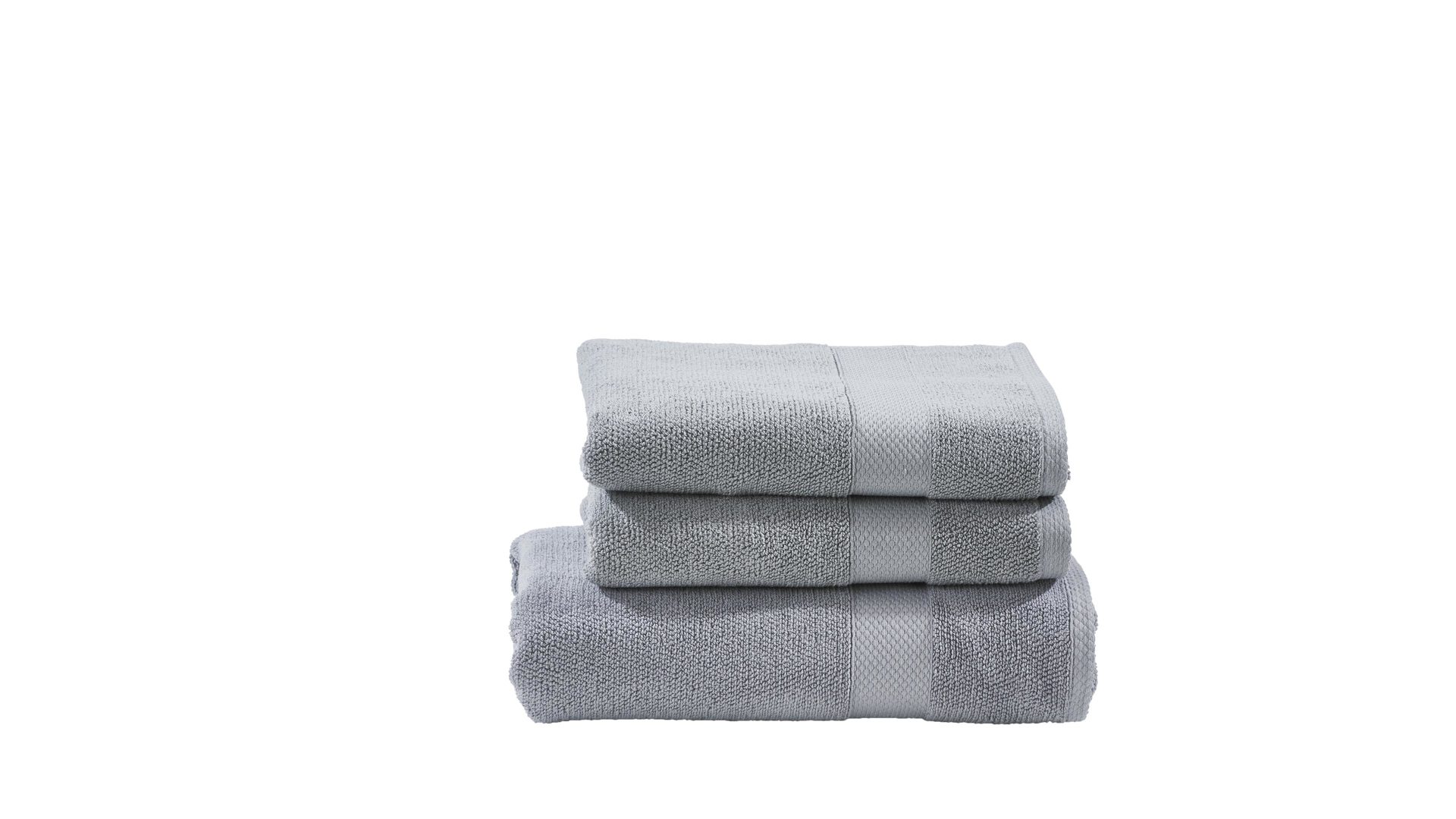 Handtuch-Set Done.® be different aus Stoff in Hellgrau DONE.® Handtuch-Set Deluxe silberfarbene Baumwolle  – dreiteilig