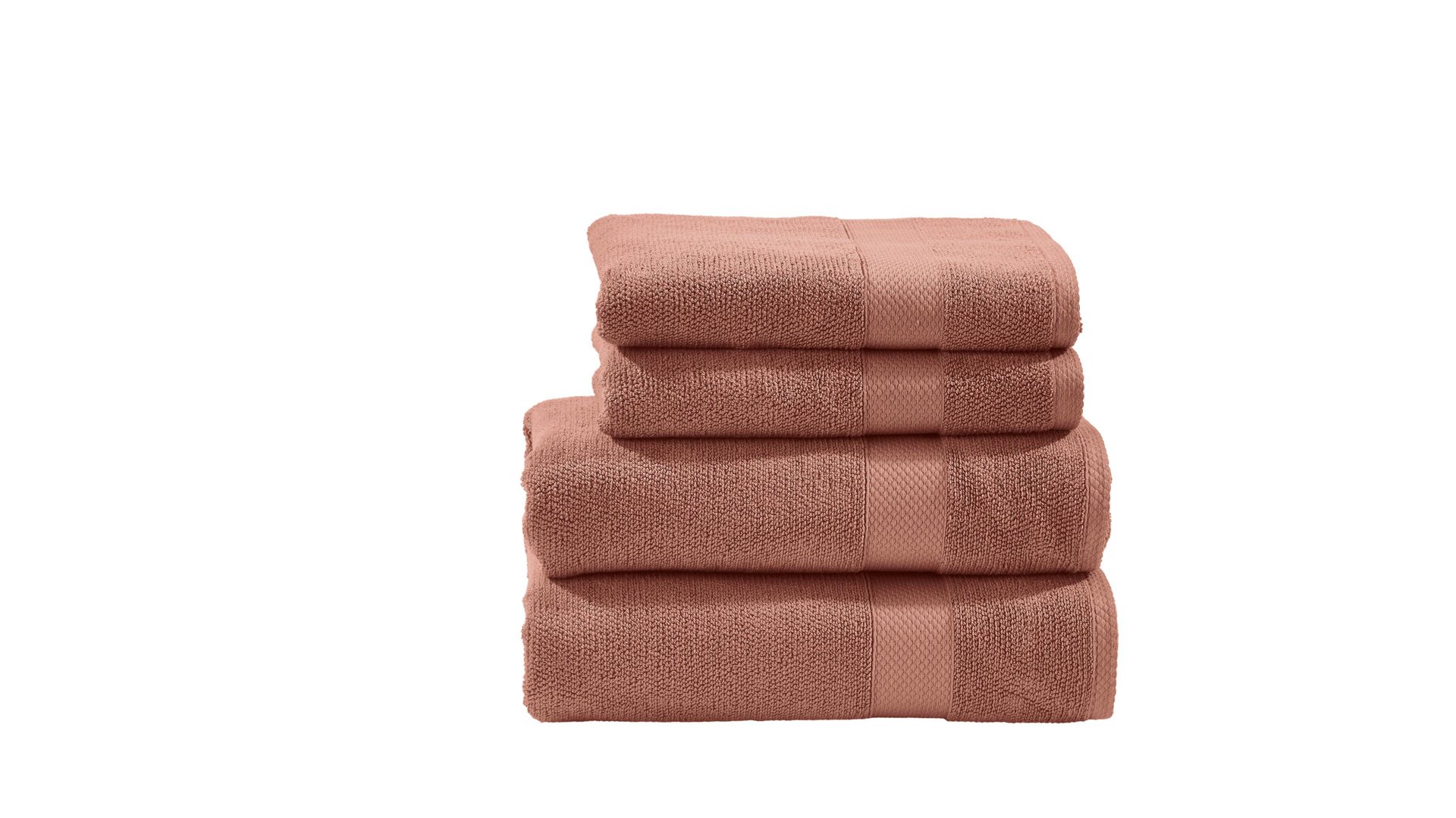 Handtuch-Set Done® be different aus Stoff in Rot DONE® Handtuch-Set Deluxe für Ihre Heimtextilien wüstensandfarbene Baumwolle – vierteilig
