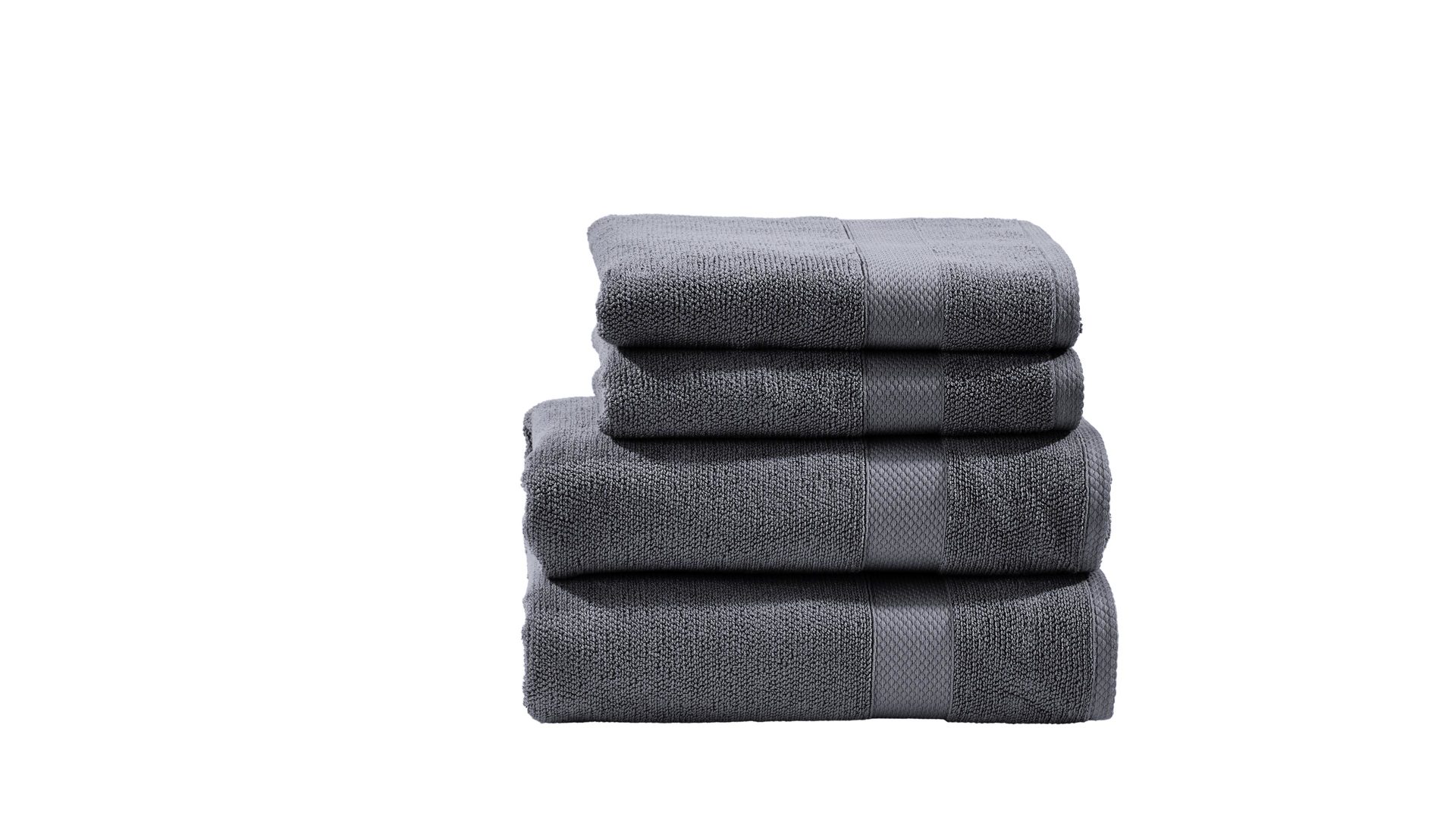 Handtuch-Set Done® be different aus Stoff in Anthrazit DONE® Handtuch-Set Deluxe anthrazitfarbene Baumwolle – vierteilig