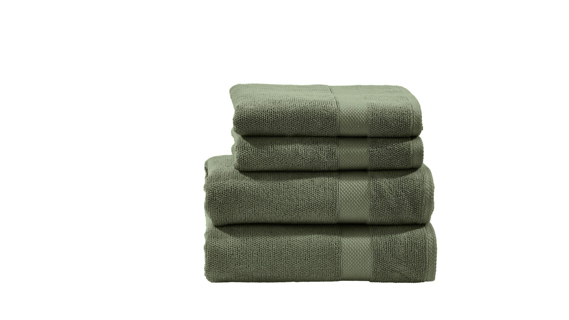 Handtuch-Set Done.® aus Stoff in Dunkelgrün done.® Handtuch-Set Deluxe khakifarbene Baumwolle – vierteilig
