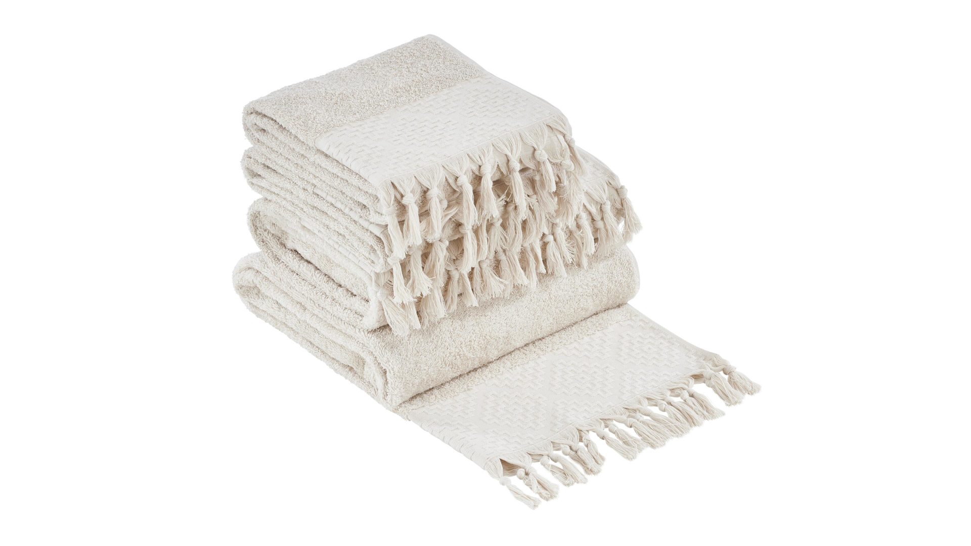 Handtuch-Set Done.® be different aus Stoff in Beige DONE.® Handtuch-Set Provence Boheme für Ihre Heimtextilien beige Baumwolle  – vierteilig