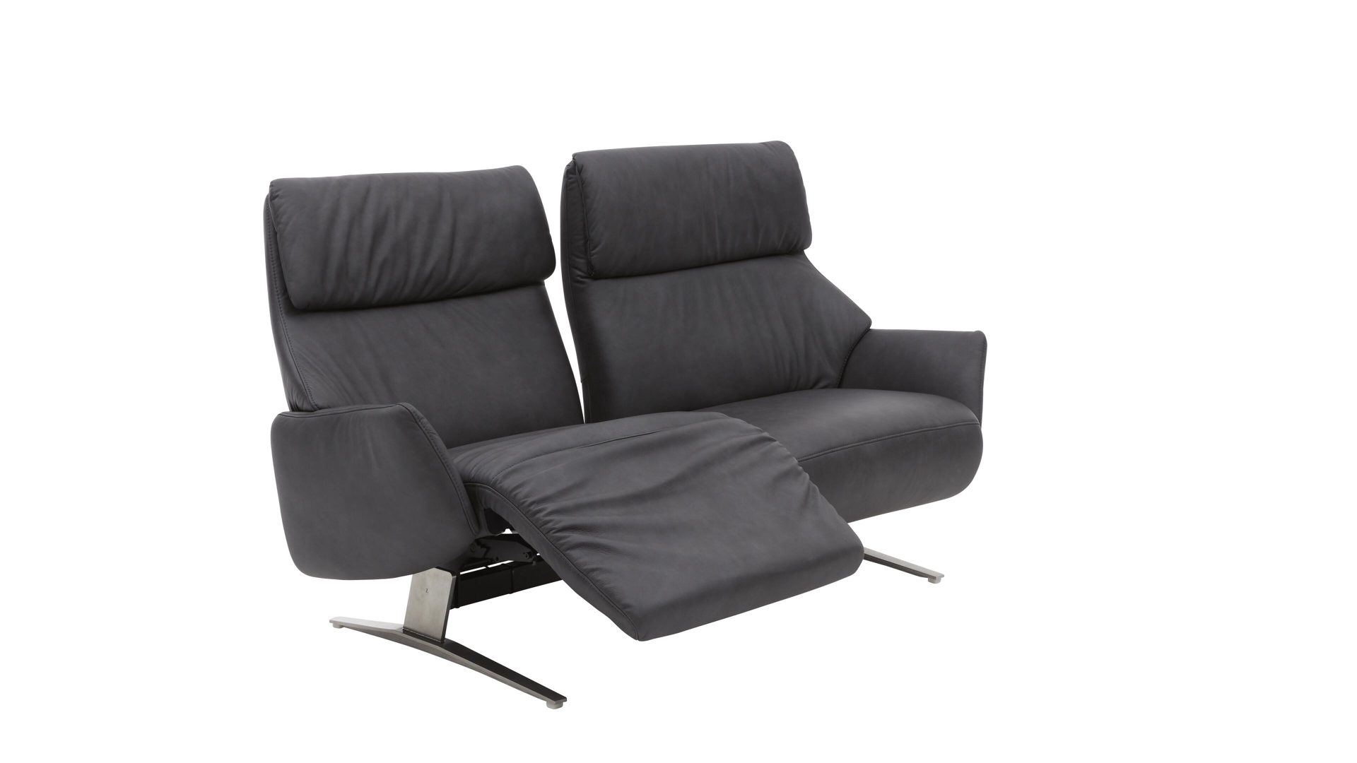 Dreisitzer Himolla | il aus Leder in Grau Interliving Sofa Serie 4230 – Dreisitzer asphaltfarbenes LongLife-Leder – Länge ca. 210 cm