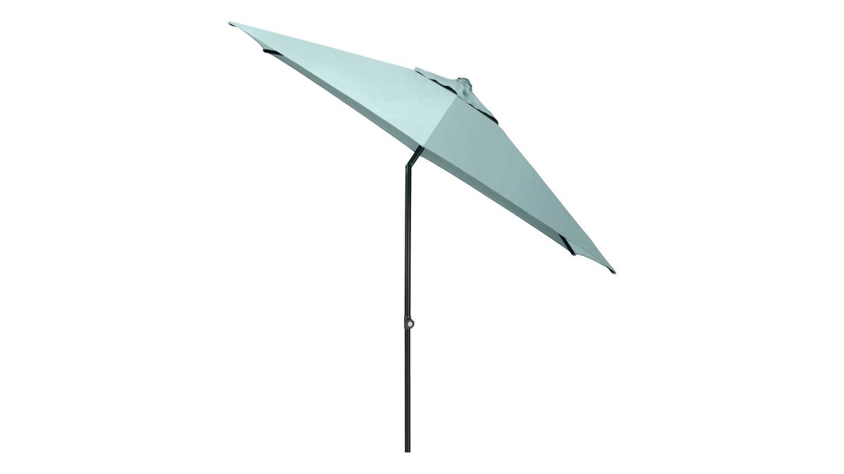 Sonnenschirm Kettler aus Aluminium Mikrofaser in Anthrazit Hellblau KETTLER Sonnenschirm EASY PUSH, Stockschirm Polyester salbei, Aluminium anthrazit matt - rund ca. 300 cm