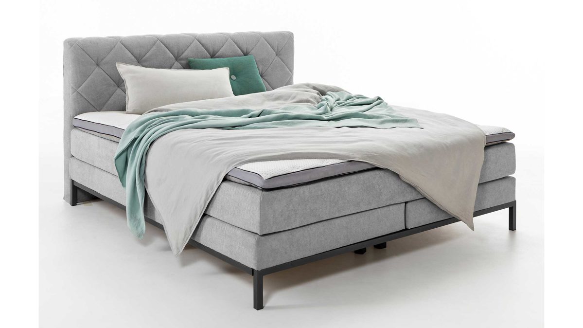 Boxspringbett Sun garden | 162739 aus Stoff in Hellgrau Sun Garden Boxspringbett BX 2180 Rockaway Stoff 50456-720 silber – Liegefläche ca. 140 x 200 cm