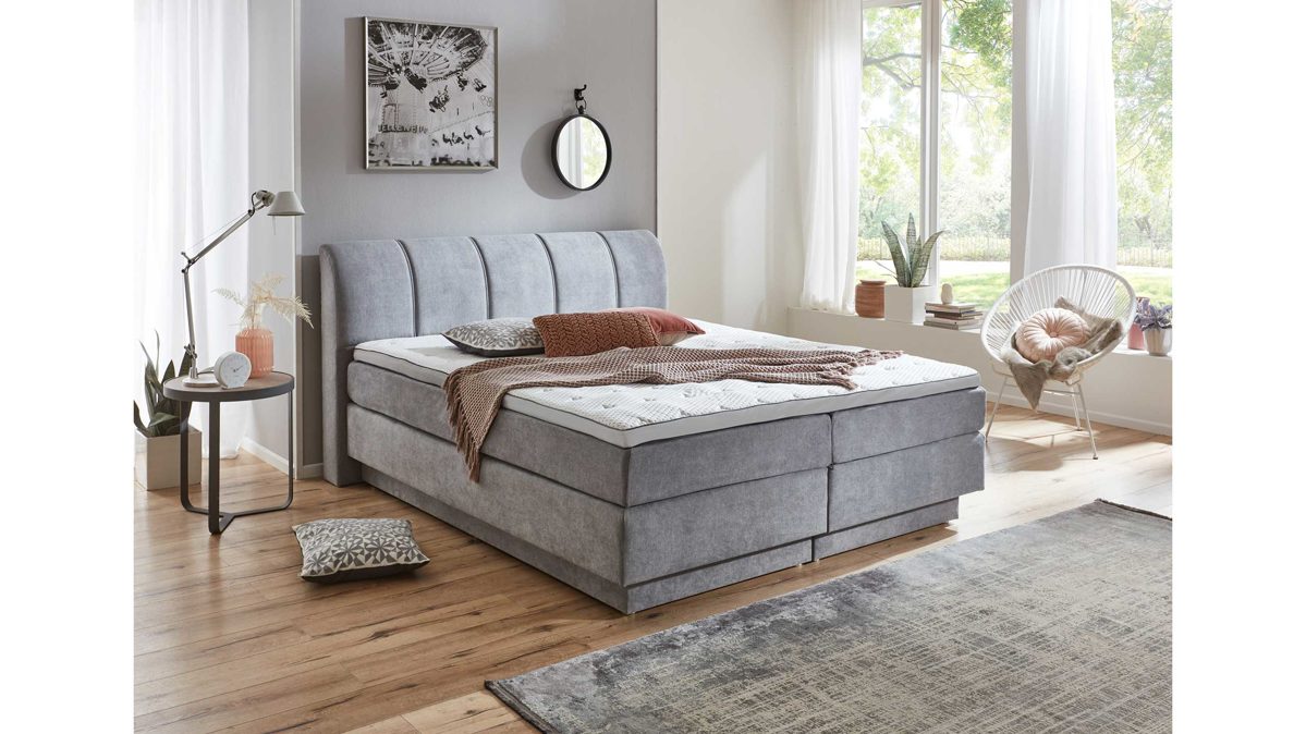Boxspringbett Sun garden | 162739 aus Stoff in Grau Sun Garden Boxspringbett BX 2240 Ottawa Stoff 50442-710 grau – ca. 180 x 200 cm