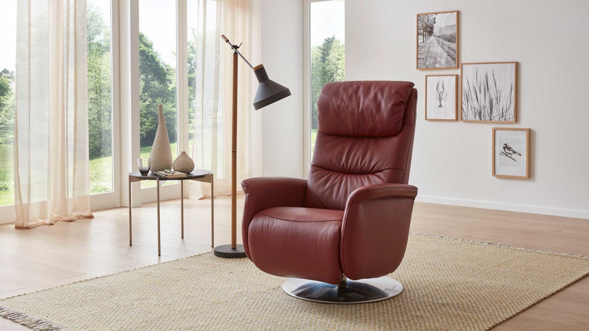 Relaxsessel Himolla aus Leder in Dunkelrot HIMOLLA Relaxsessel Sessel Quartett 9720 24L Lederbezug Pinot Weinrot Leder Torro 71 Pinot, 24L Verstellung durch Gewichtsverlagerung