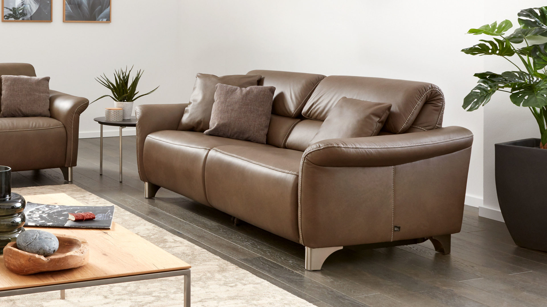 Zweisitzer Hukla | il aus Leder in Braun Interliving Sofa Serie 4053 – 2,5-Sitzer braunes Leder Vivre Goa – Länge ca. 196 cm