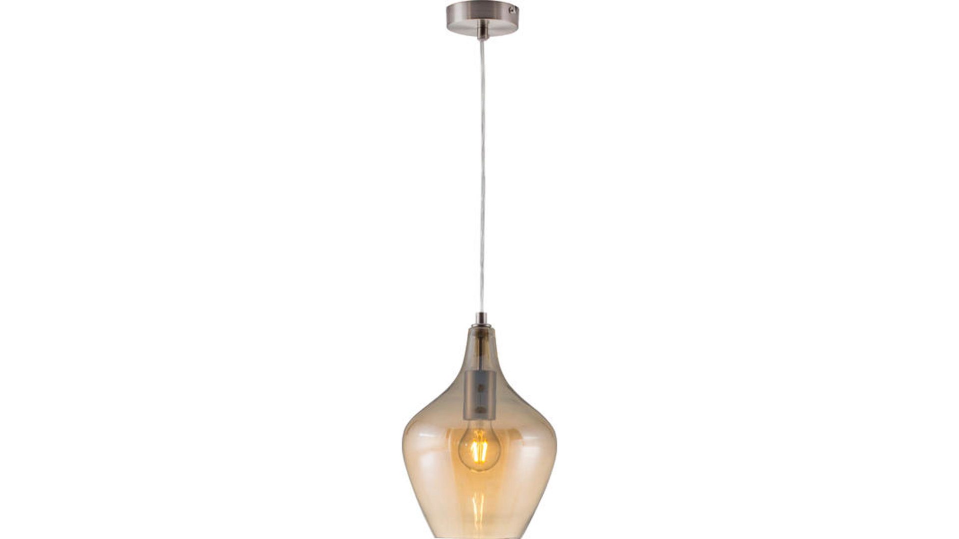 Pendelleuchte Art home - nino leuchten aus Glas in Braun Nino Hängeleuchte Paso amberfarbenes Glas & Nickel – Durchmesser ca. 22 cm