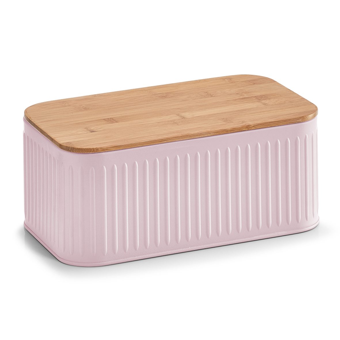 Brotkasten Zeller present aus Metall in Pink Brotkasten rosafarbenes Metall & Bambusdeckel - ca. 30 x 13 cm