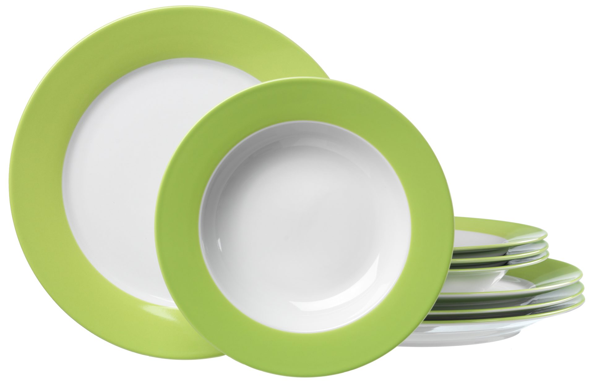 Tafelservice Ritzenhoff & breker aus Porzellan in Grün Tafelservice Doppio weißes Porzellan mit grünem Rand - 8-teilig, Tafelgeschirr