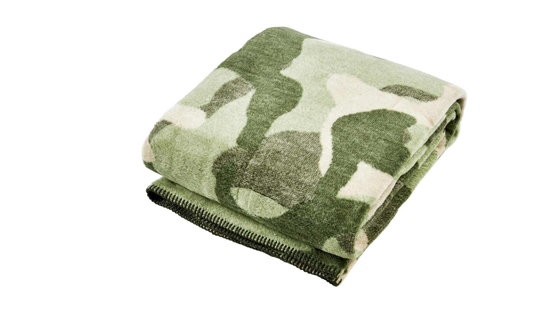Wohndecke Done by karabel home company aus Stoff in Grün Done Wohndecke Blanket Camouflage khakifarbenes Camouflagemuster – ca. 150 x 200 cm