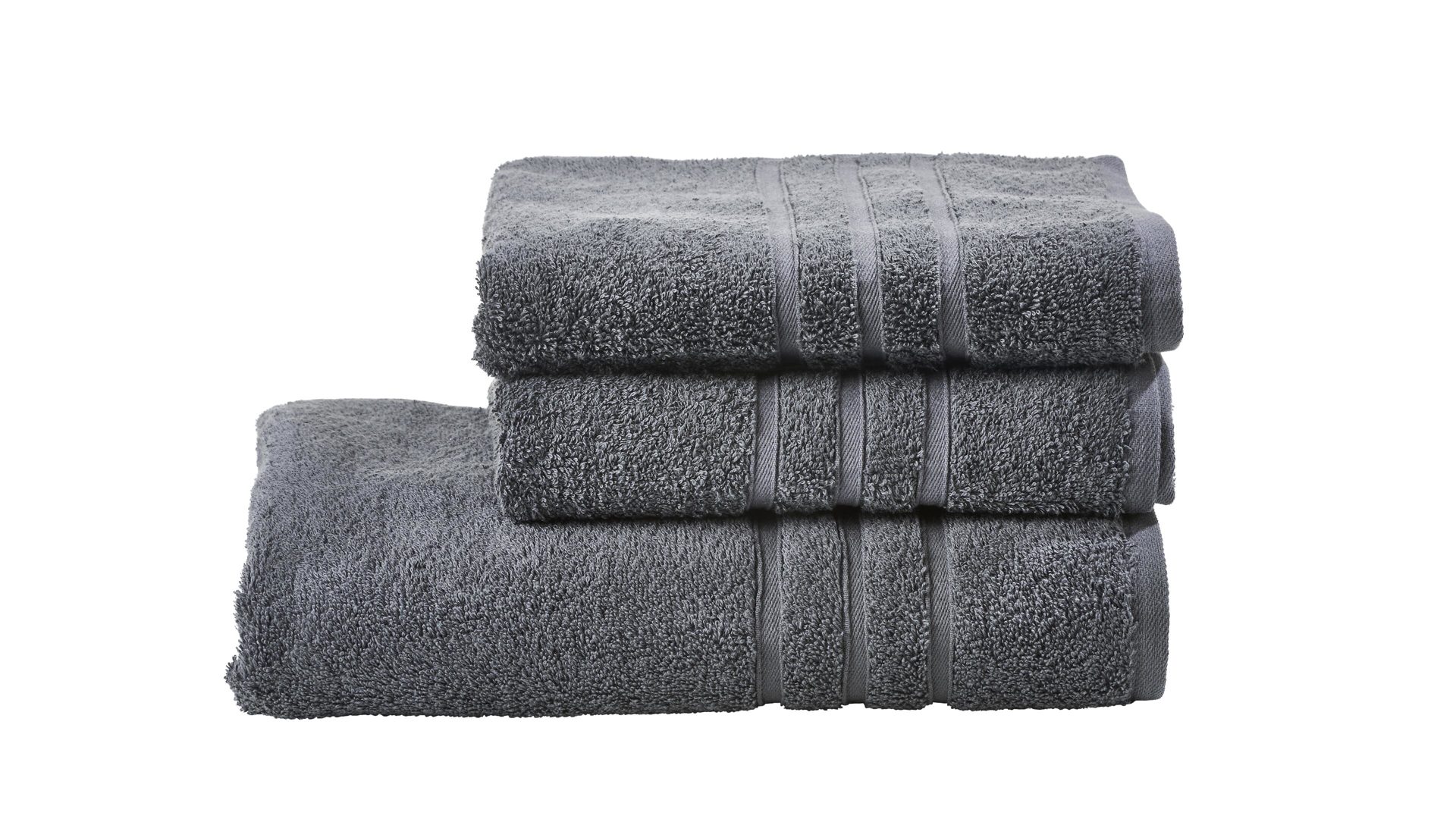 Handtuch-Set Done.® aus Stoff in Anthrazit done.® Handtuch-Set Daily Uni anthrazitfarbene Baumwolle – dreiteilig