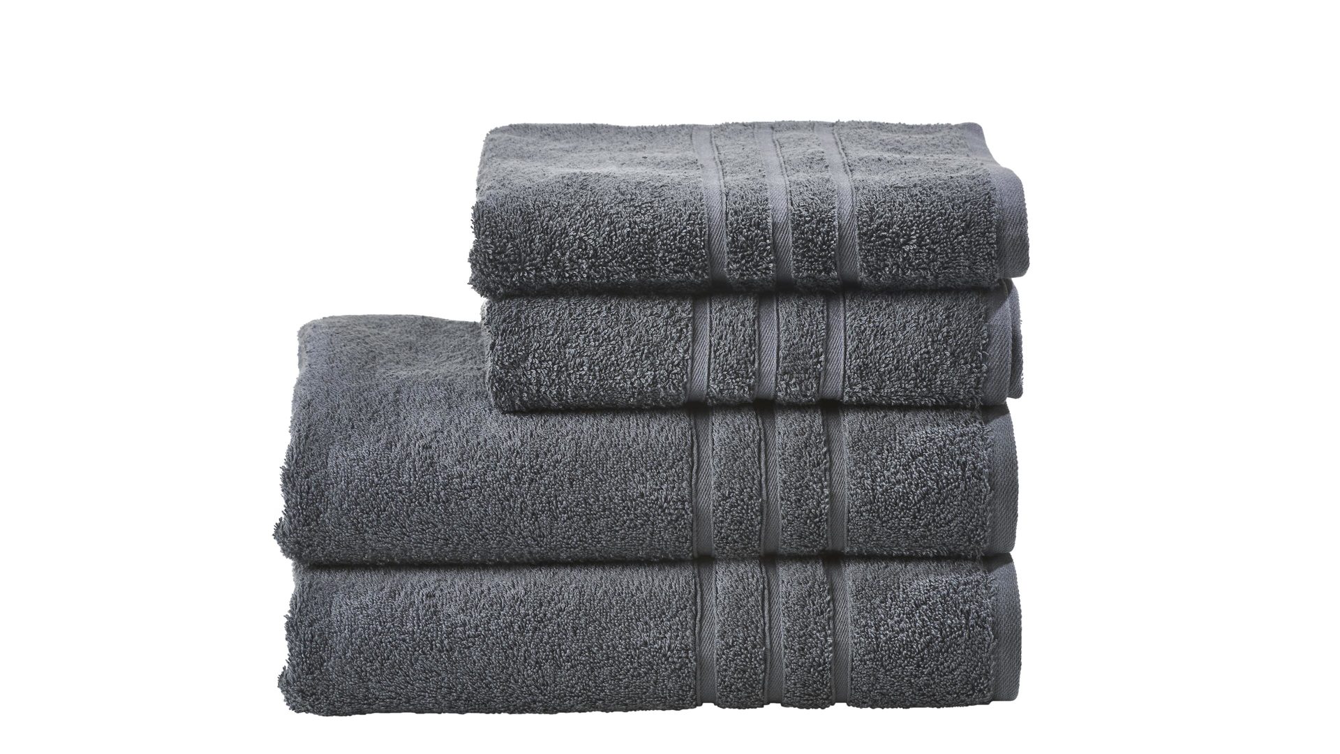 Handtuch-Set Done® be different aus Stoff in Anthrazit DONE® Handtuch-Set Daily Uni anthrazitfarbene Baumwolle – vierteilig
