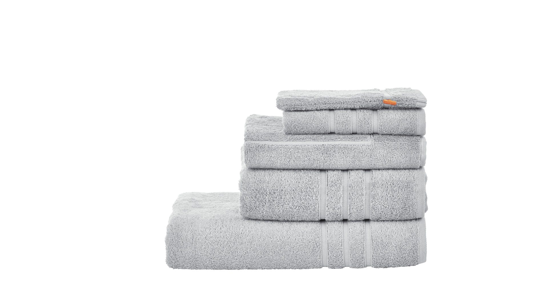 Handtuch-Set Done® be different aus Stoff in Hellgrau DONE® Handtuch-Set Daily Uni silberfarbene Baumwolle – fünfteilig